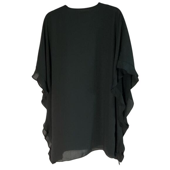 ELAINE TURNER Embroidered Tunic Kaftan Dress Black Multicolor Floral Boho Size M - Picture 3 of 5